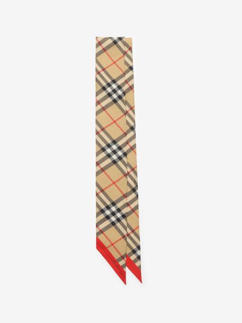 Burberry Skinny Contrast Check Silk Scarf