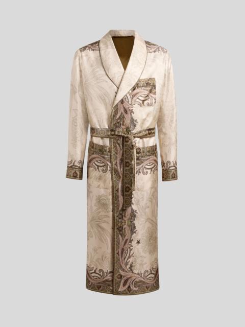 Etro SILK TWILL ROBE COAT WITH PLACED PEGASO PRINT AND PAISLEY