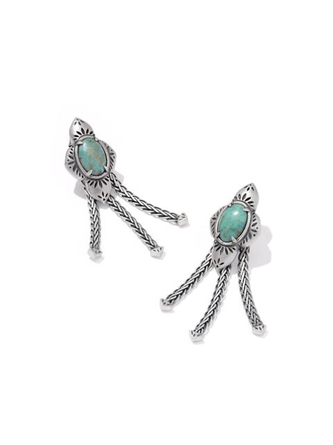 KENDRA SCOTT Abbie Oxidized Sterling Silver Fringe Convertible Drop Earrings