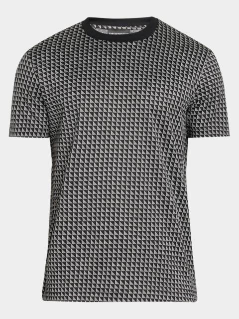 EMPORIO ARMANI Men's Geometric Jacquard Crewneck T-Shirt