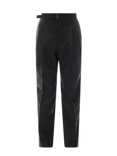 Wool blend trouser with removable belt at waist