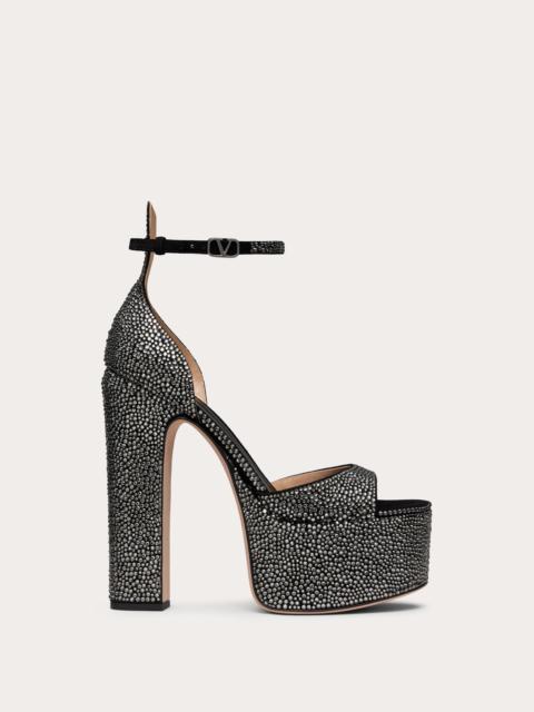 Valentino VALENTINO GARAVANI TAN-GO PLATFORM SANDAL WITH RHINESTONES 155MM