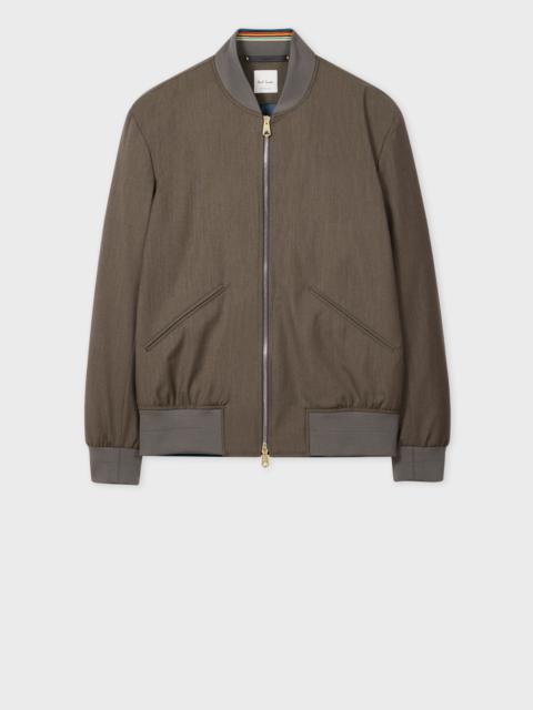 Paul Smith Grey Melange 'Storm System' Wool Bomber Jacket