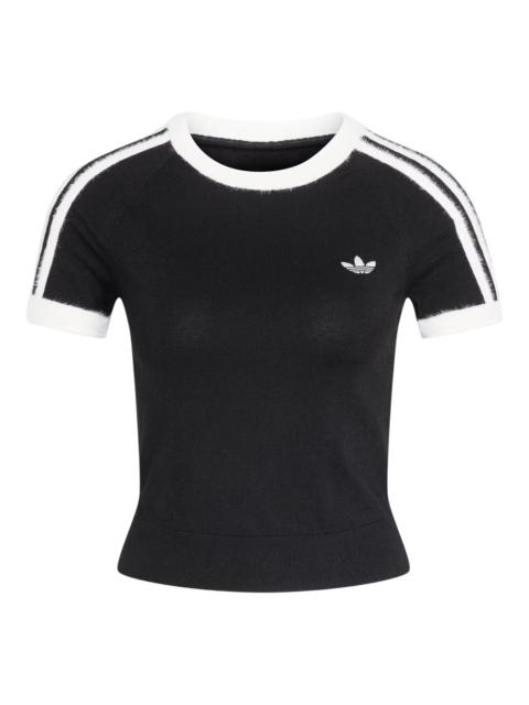 adidas (WMNS) adidas Knitted T-Shirt Asia Sizing 'Black White' KS7375
