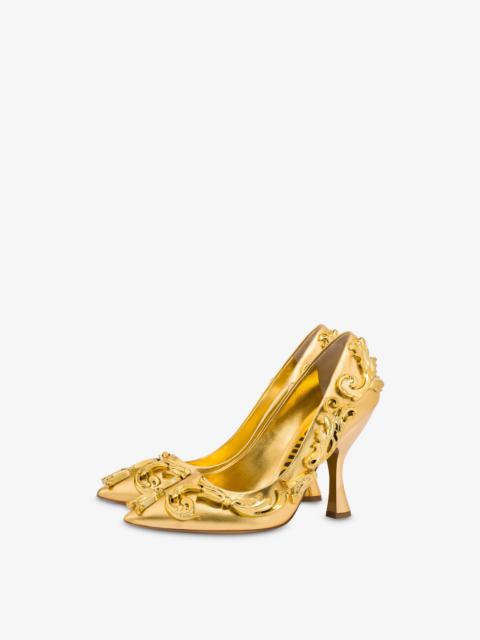 Moschino BAROQUE FLOURISH DETAILS LAMINATED COURT SHOES
