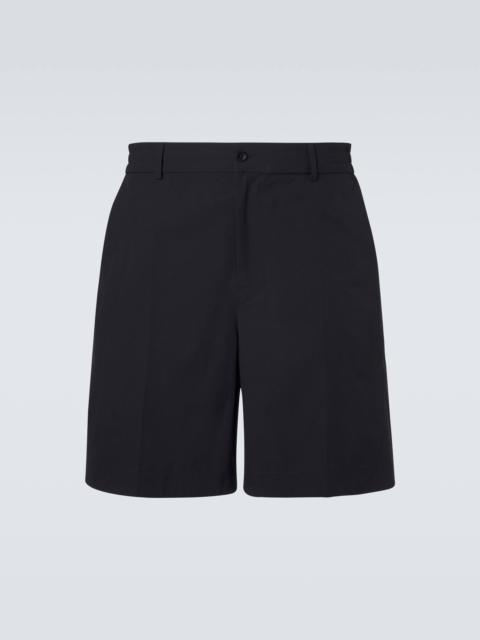 Moncler Leather-trimmed seersucker shorts