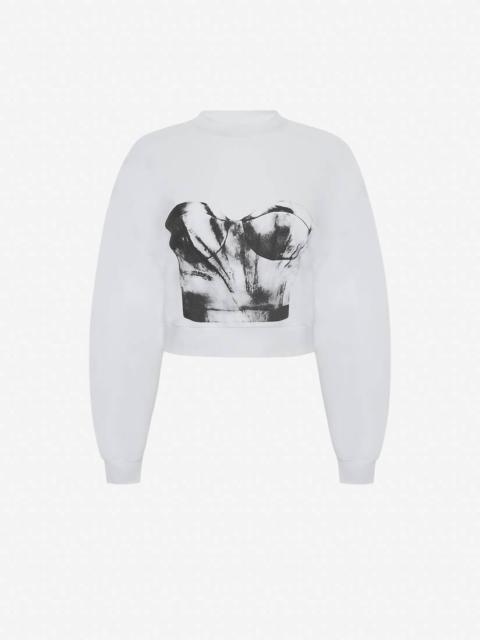 Alexander McQueen Women's Bustier Print Sweatshirt in White/black