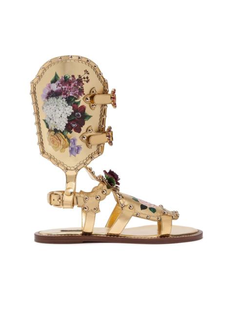 floral-print gladiator sandals
