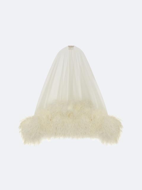 LAPOINTE Tulle Veil With Feathers