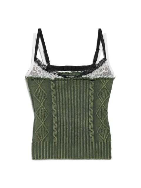 BALENCIAGA Women's Patched Tank Top in Green
