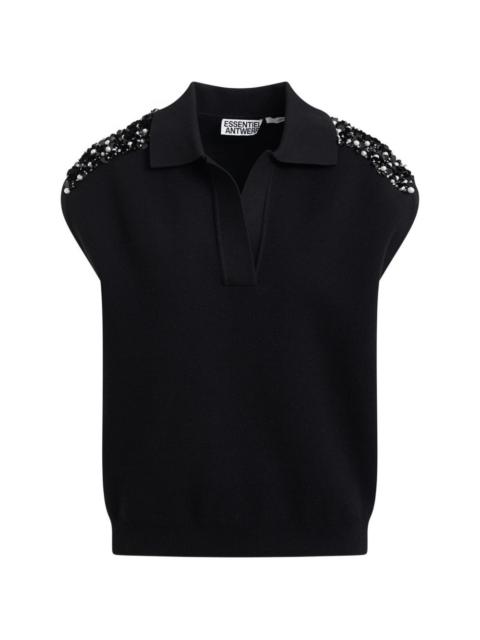 ESSENTIEL ANTWERP sequin polo top
