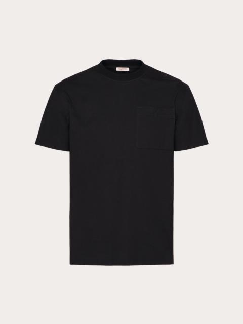Valentino COTTON T-SHIRT WITH METALLIC V DETAIL | REVERSIBLE