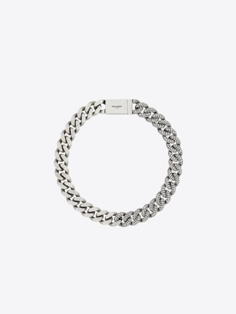 SAINT LAURENT rhinestone thick curb chain necklace in metal