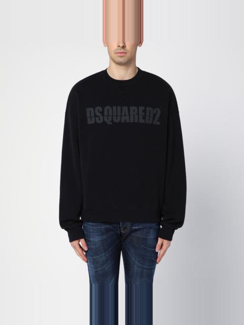 Black cotton crew-neck sweatshirt with logo
