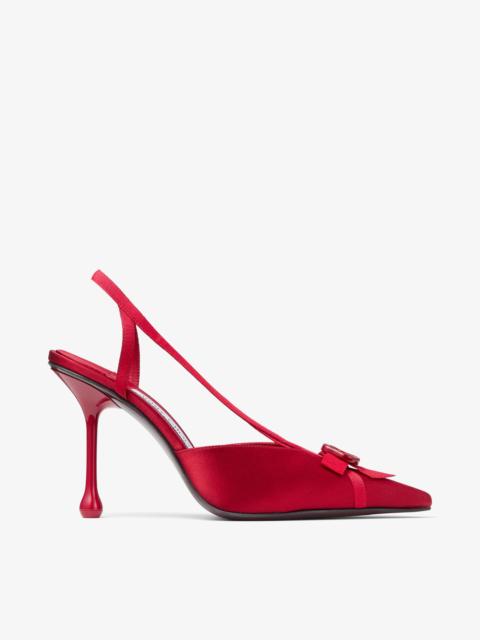 JIMMY CHOO Faya 95
Ruby Red Satin and Grosgrain Slingbacks