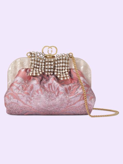 GUCCI Floral brocade handbag with bow