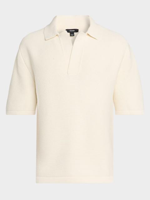 REISS Men's Langton Textured Johnny Collar Polo Shirt