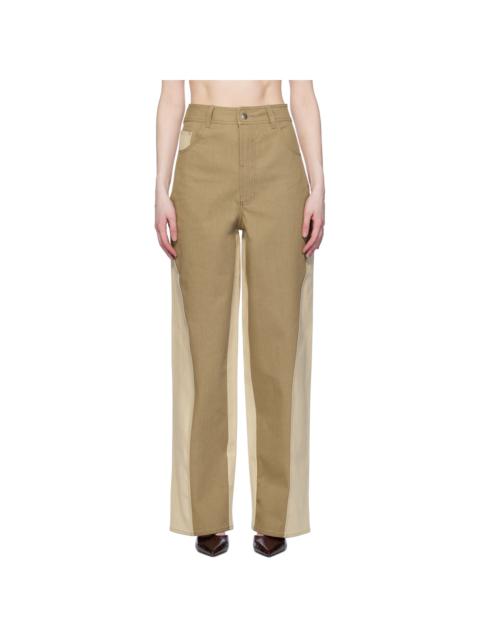 Elleme Khaki & Beige Reverse Jeans