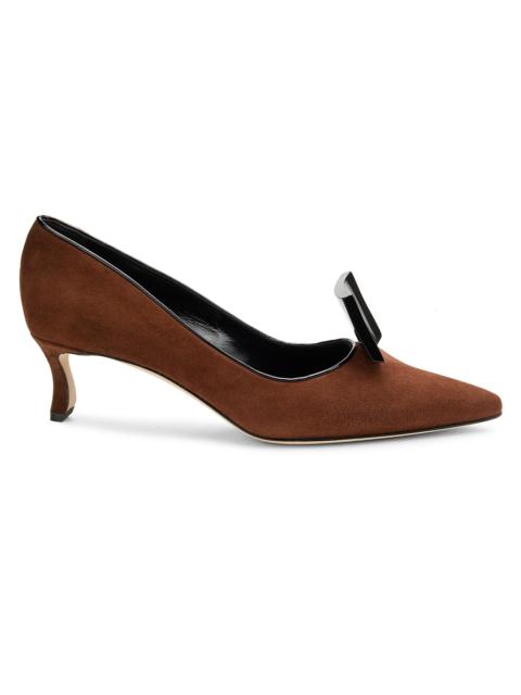 Manolo Blahnik Women's Potoka 50MM Suede Pumps - Dark Brown Black
