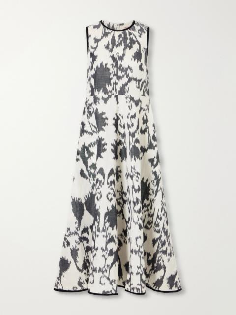 EMPORIO SIRENUSE Clodette printed linen and cotton-blend poplin maxi dress Black