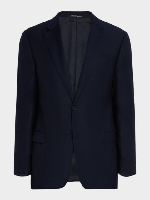 EMPORIO ARMANI Two-Button Wool Blazer, Navy