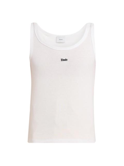 Rhude Men's Logo Rib-Knit Tank - White Black