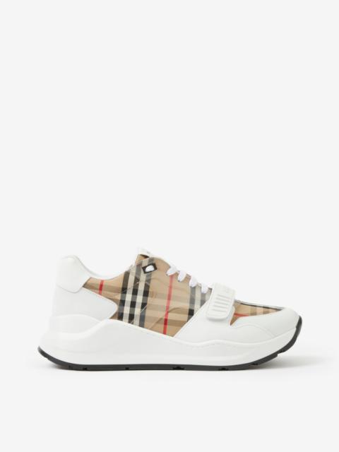 Burberry Check and Leather Sneakers