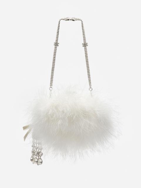 self-portrait Cream Feather Clutch Bag