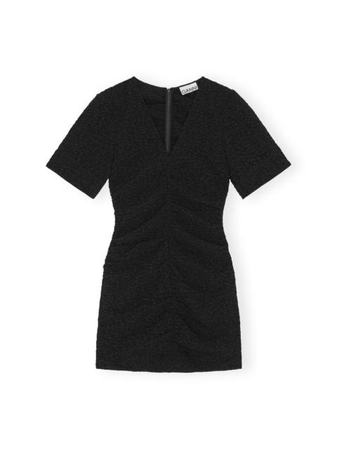 BLACK TEXTURED SUITING MINI DRESS
