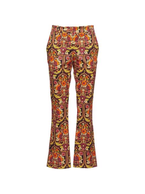 La DoubleJ floral-pattern flared trousers
