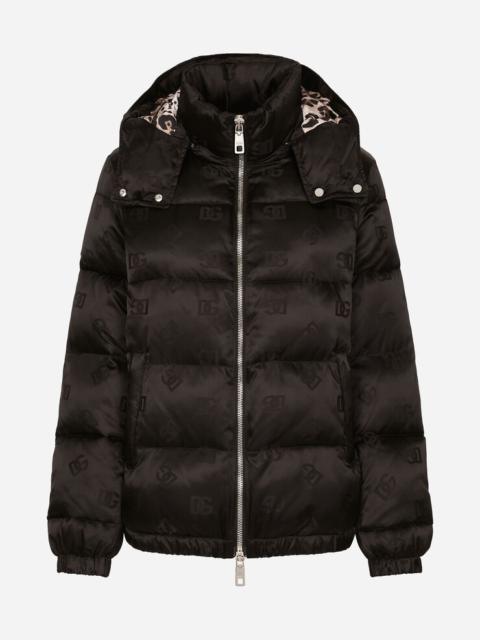 Dolce & Gabbana Satin jacquard down jacket with all-over DG logo