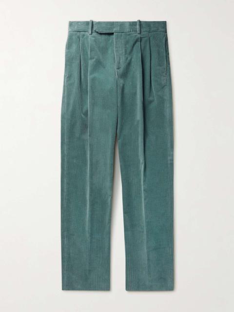 Loro Piana Straight-Leg Pleated Cotton-Blend Corduroy Trousers