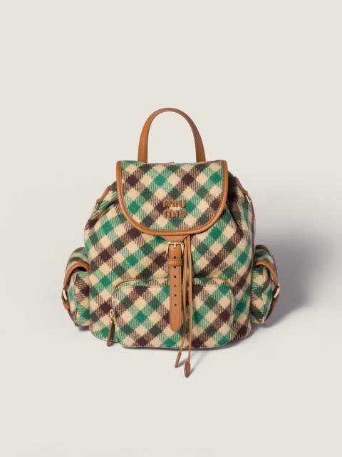 Miu Miu Plaid and leather backpack