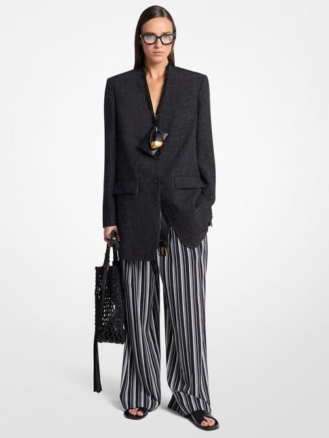 MICHAEL KORS COLLECTION Frayed Wool and Linen Collarless Blazer