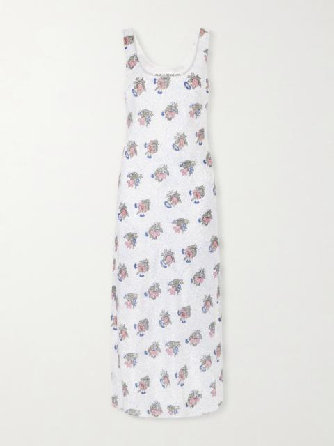 ALIX OF BOHEMIA Adele Mist Quatre Floral Patterned Silk Midi Dress
