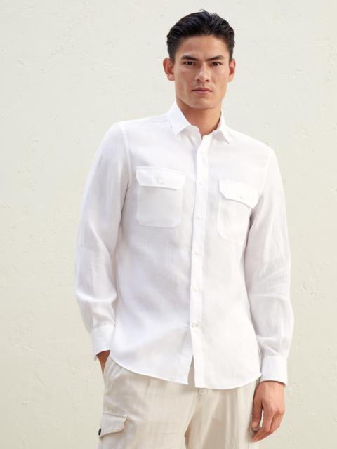 Brunello Cucinelli Hemp easy fit shirt with chest pockets