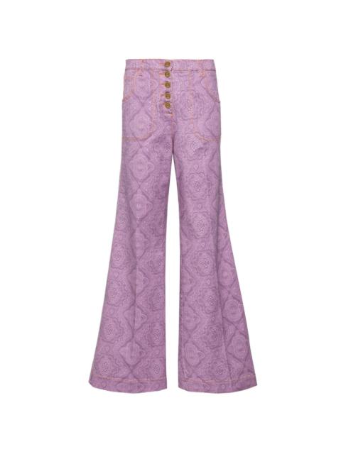 geometric-print flared trousers