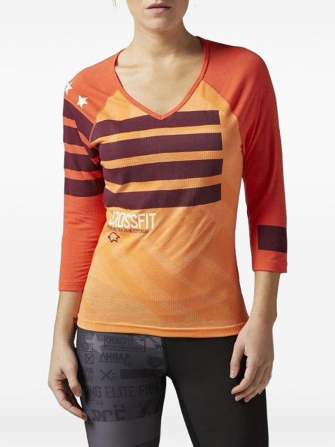 Reebok striped V-neck T-shirt