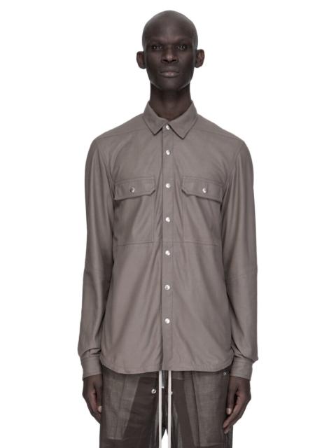 Rick Owens Gray Temple Feather Nappa Leather Outer Shirt
