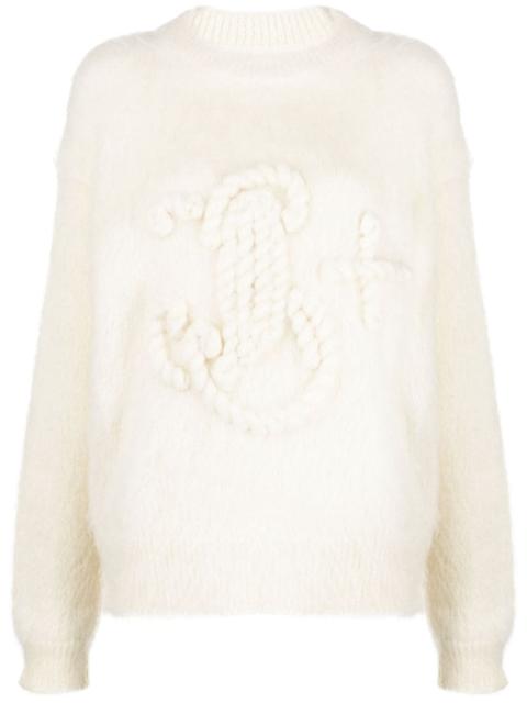 Jil Sander logo-embroidered chunky-knit jumper