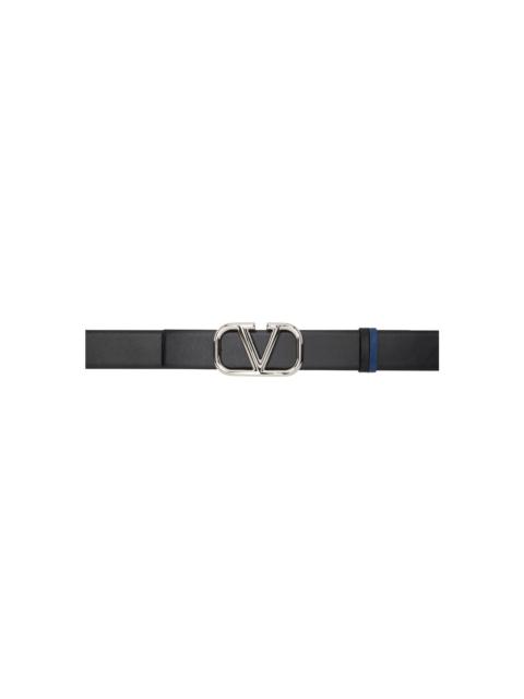 Black & Navy VLogo Reversible Belt