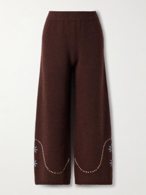 CALLE DEL MAR Intarsia-knit Cashmere Wide-leg Pants