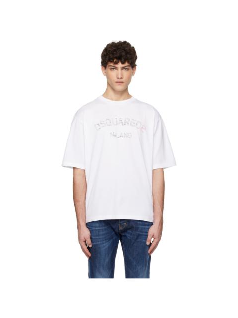 DSQUARED2 White Loose Fit Faded Logo T-shirt