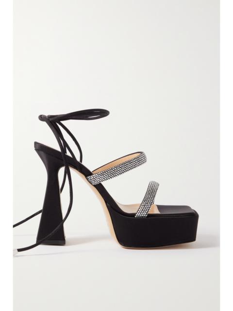 MACH & MACH Devon Crystal-embellished Satin Platform Sandals
