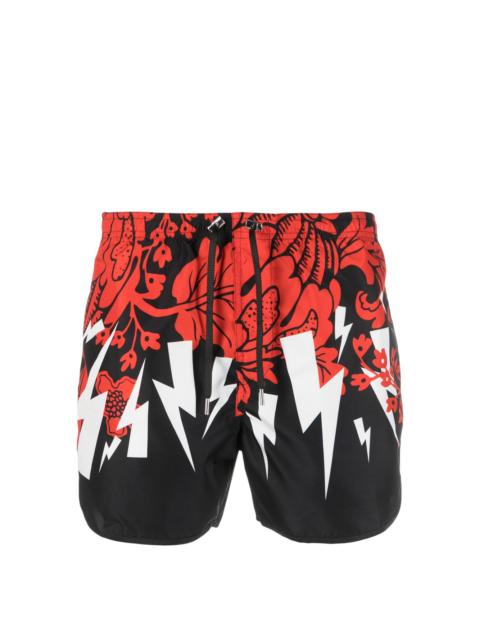 Neil Barrett graphic-print swim shorts