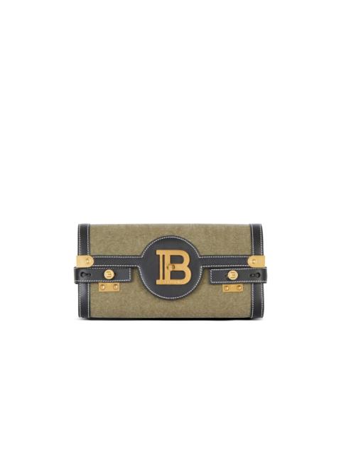 Balmain Canvas B-Buzz 23 clutch bag with leather panels