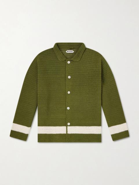 BODE Marsh Striped Crocheted Cotton Shirt