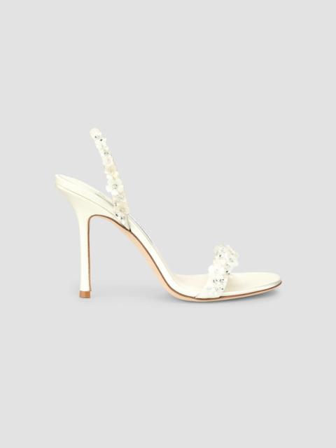 JIMMY CHOO Women's Jenn 100MM Daisy-Embroidered Satin Slingback Sandals - Ivory