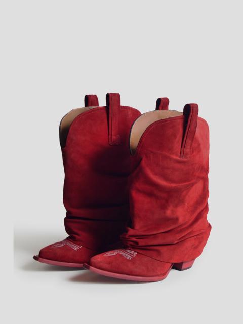 R13 LOW RIDER COWBOY BOOT - RED SUEDE