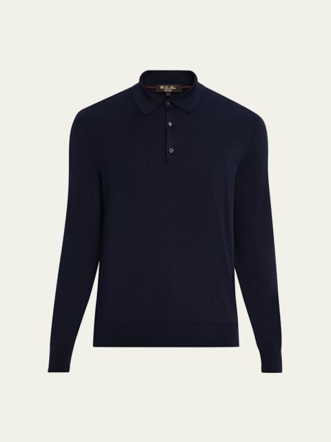 Loro Piana Men's Loro Island Cotton Giza Long-Sleeve Polo Shirt